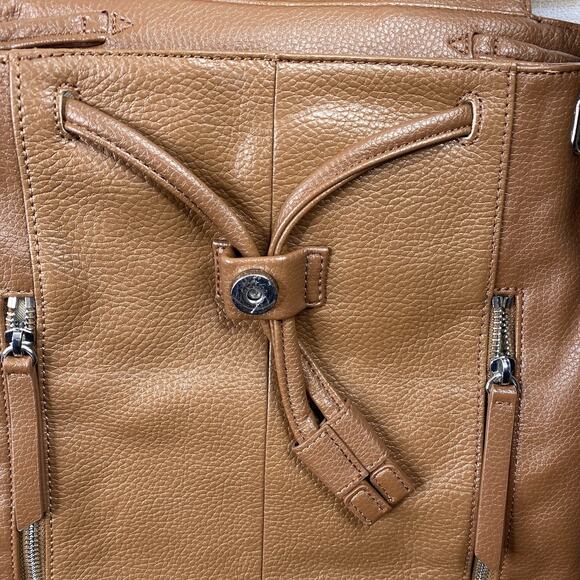 Clarks Pebbled Leather Backpack Brown Multiple In/Out Pockets Handbag School Bag